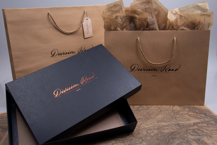 Custom Printed Packaging Collection - Division Road Boxes,Bags,Tissue,Hangtags