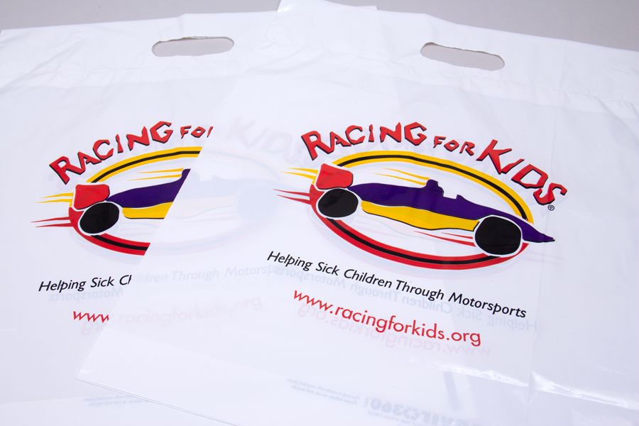 Custom Printed Plastic Merchandise Bags - Racing for Kids