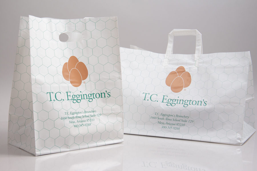 Custom Printed Plastic Takeout Bags - TC Eggingtons