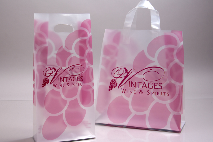 Custom Printed Frosted Poly Wine Bag - Vintages Winery