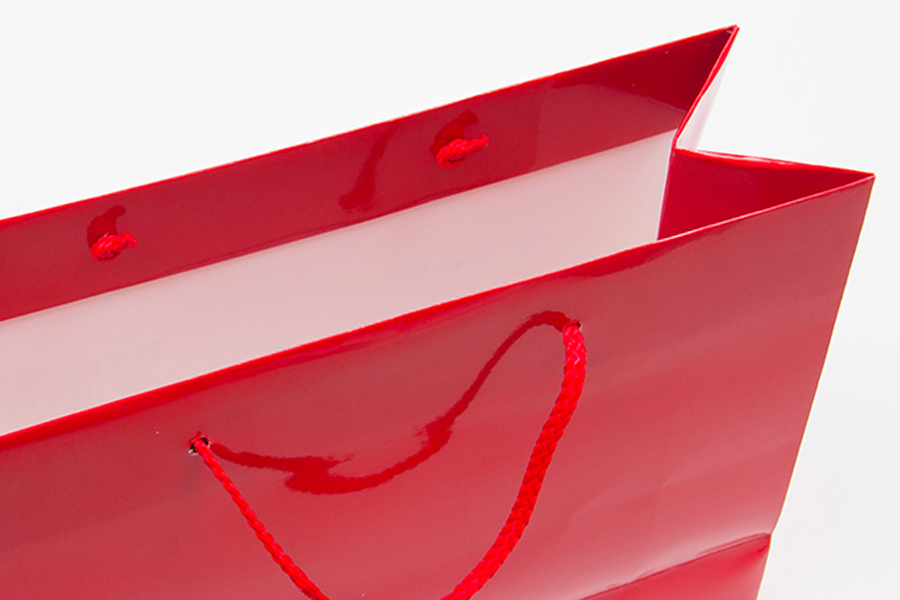 8 x 4 x 10 RED GLOSS PAPER EUROTOTE SHOPPING BAGS