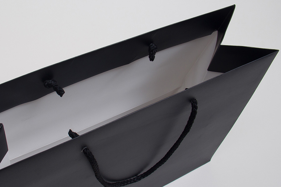 5 x 3.5 x 13 MATTE BLACK PAPER EUROTOTE SHOPPING BAGS