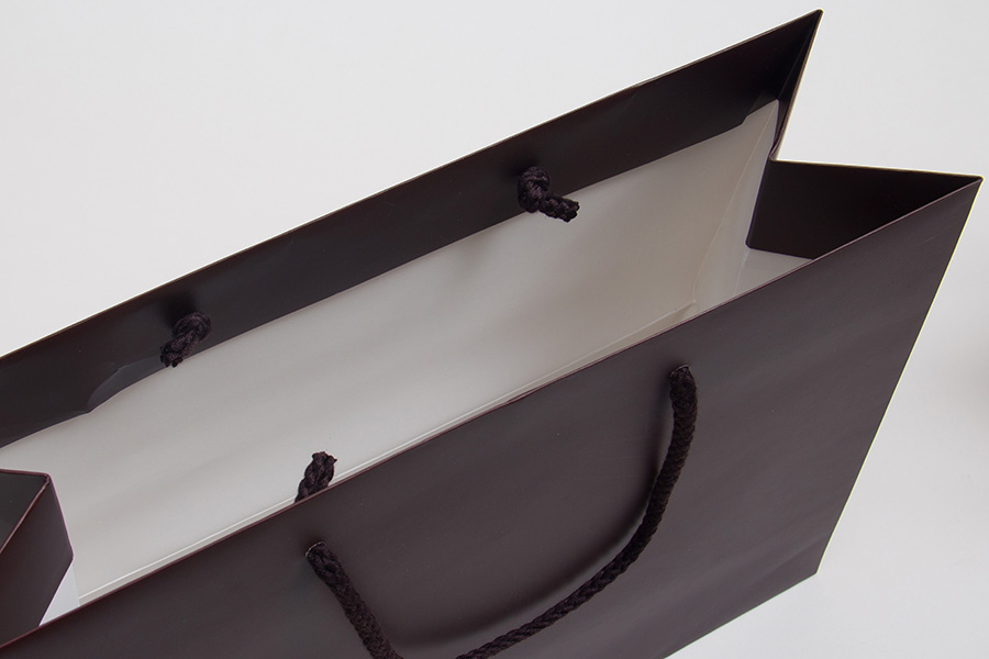 16 x 6 x 12 MATTE CHOCOLATE EUROTOTE SHOPPING BAGS ***LIMITED AVAILABILITY***