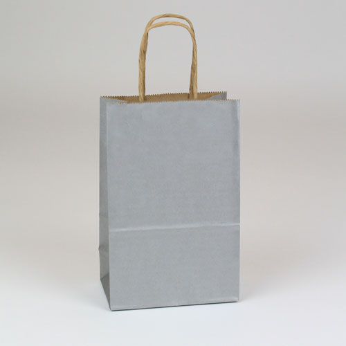 5.5 x 3.25 x 8 SILVER METALLIC PAPER SHOPPING BAGS ***LIMITED AVAILABILITY***
