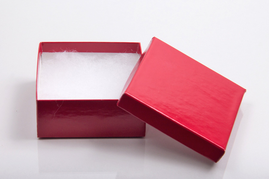 (#33D) 3-1/2 x 3-1/2 x 1-1/2 CHERRY RED GLOSS JEWELRY BOXES