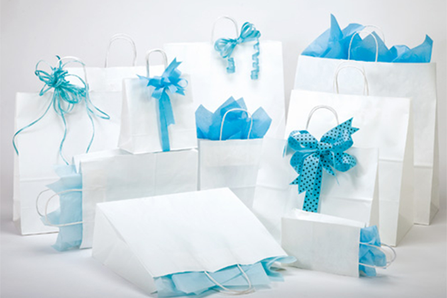 EcoPlus™ White Kraft Paper Shopping Bags 