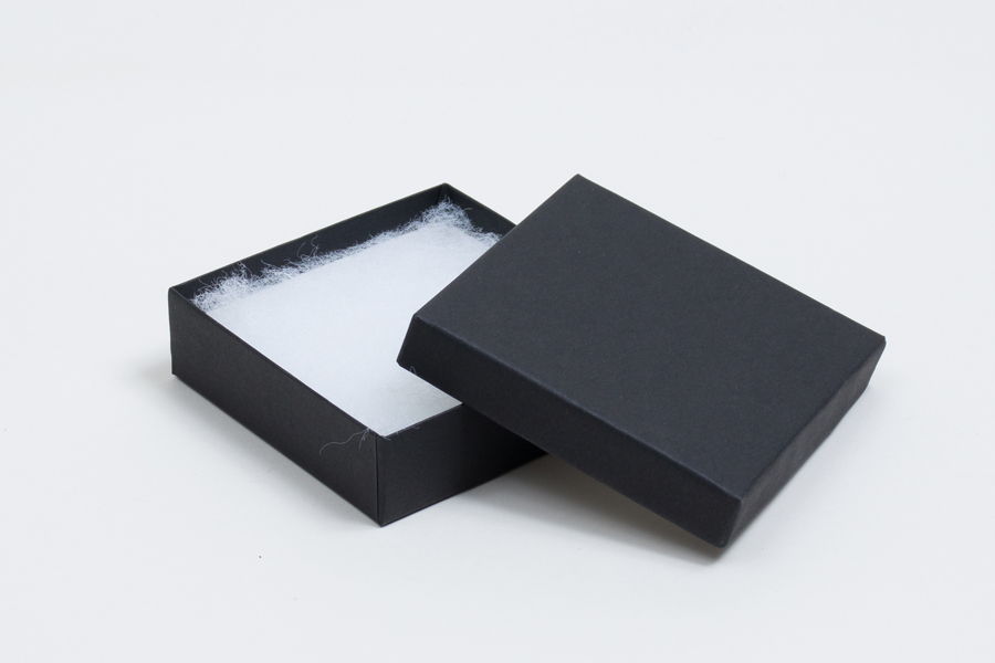 (#33) 3-1/2 x 3-1/2 x 1 MATTE ONYX BLACK JEWELRY BOXES