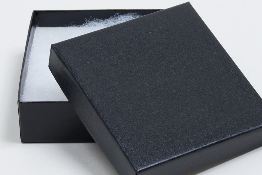 US Seller~12 pcs 3 1/2"x3 1/2"x1" Matte Black Cotton Filled Jewelry Gift Boxes 