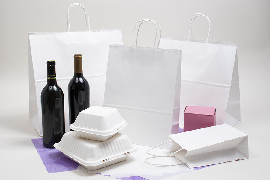 EcoPlus™ White Kraft Paper Takeout Bags