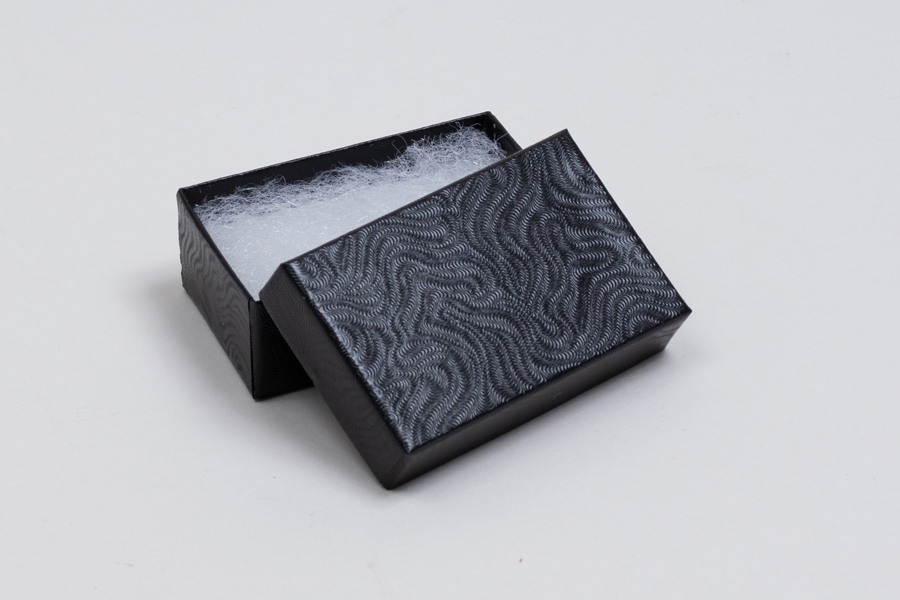 (#21) 2-1/2 x 1-1/2 x 7/8 BLACK SWIRL JEWELRY BOXES