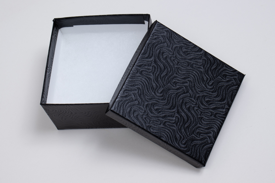 (#34) 3-1/2 x 3-1/2 x 2 BLACK SWIRL JEWELRY BOXES