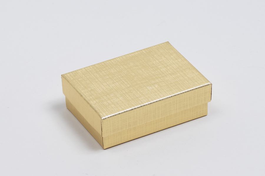 (#32) 3-1/16 x 2-1/8 x 1 GOLD LINEN JEWELRY BOXES