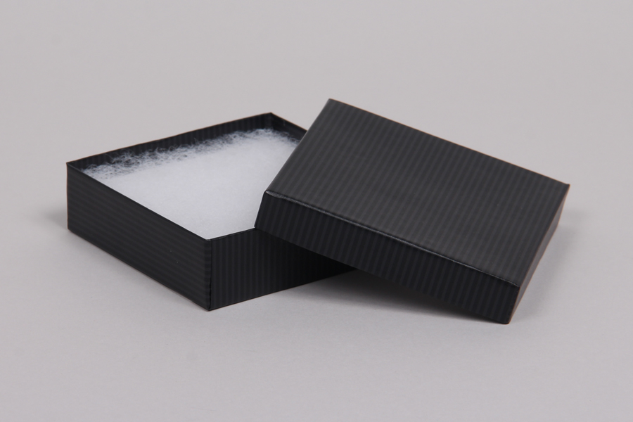 (#33) 3-1/2 x 3-1/2 x 1 BLACK PINSTRIPE JEWELRY BOXES