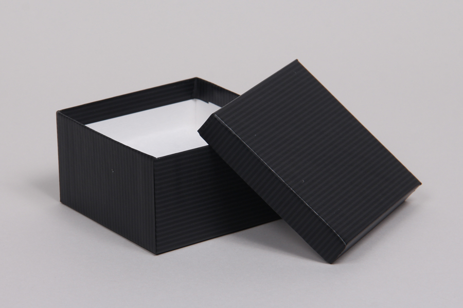 (#34) 3-1/2 x 3-1/2 x 2 BLACK PINSTRIPE JEWELRY BOXES
