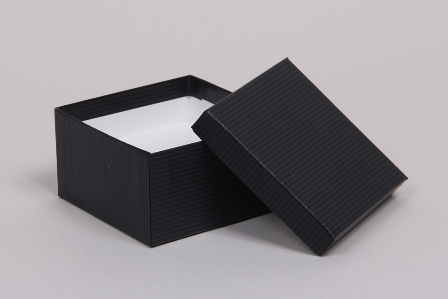 (#34) 3-1/2 x 3-1/2 x 2  BLACK PINSTRIPE JEWELRY BOXES