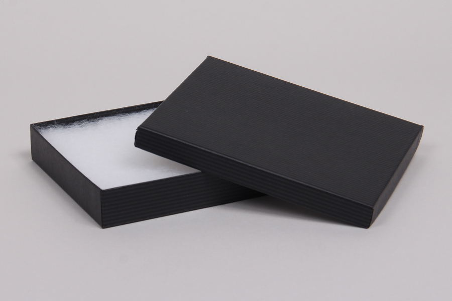 (#65) 6 x 5 x 1 BLACK PINSTRIPE JEWELRY BOXES