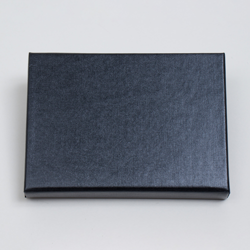 4-5/8 x 3-3/8 x 5/8 BLACK LINEN GIFT CARD BOX WITH SILVER POP-UP INSERT