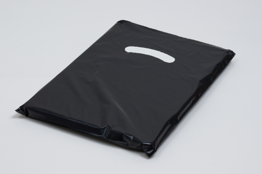 9 x 12 BLACK SUPER GLOSS PLASTIC BAGS - 1.25 mil