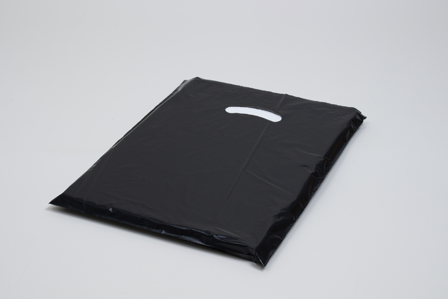 12 x 15 BLACK SUPER GLOSS PLASTIC BAGS - 1.25 mil