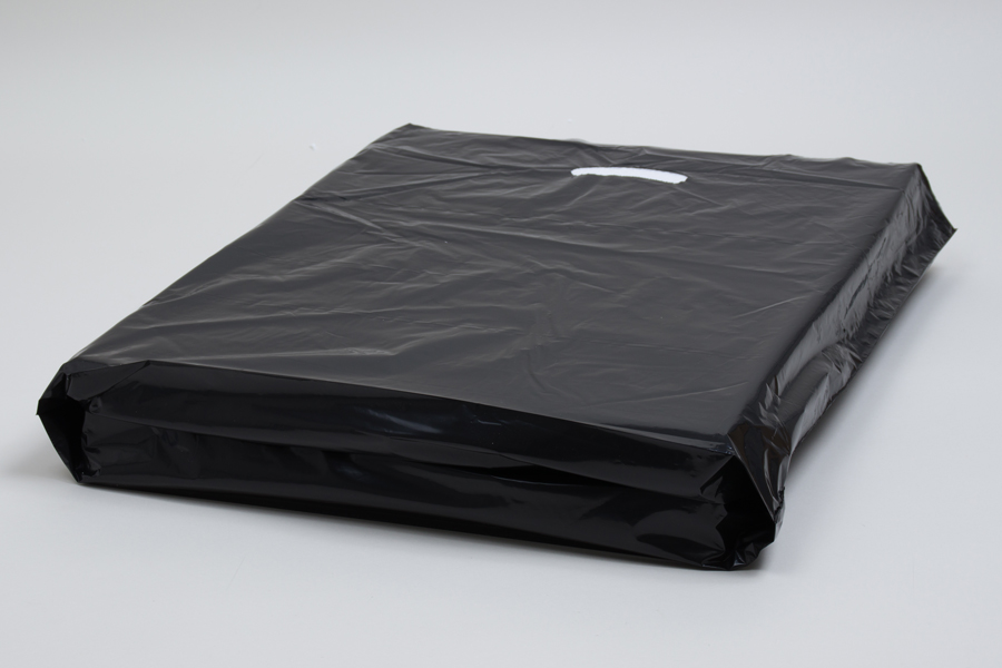 20 x 20 x 5 BLACK SUPER GLOSS PLASTIC BAGS - 1.50 mil