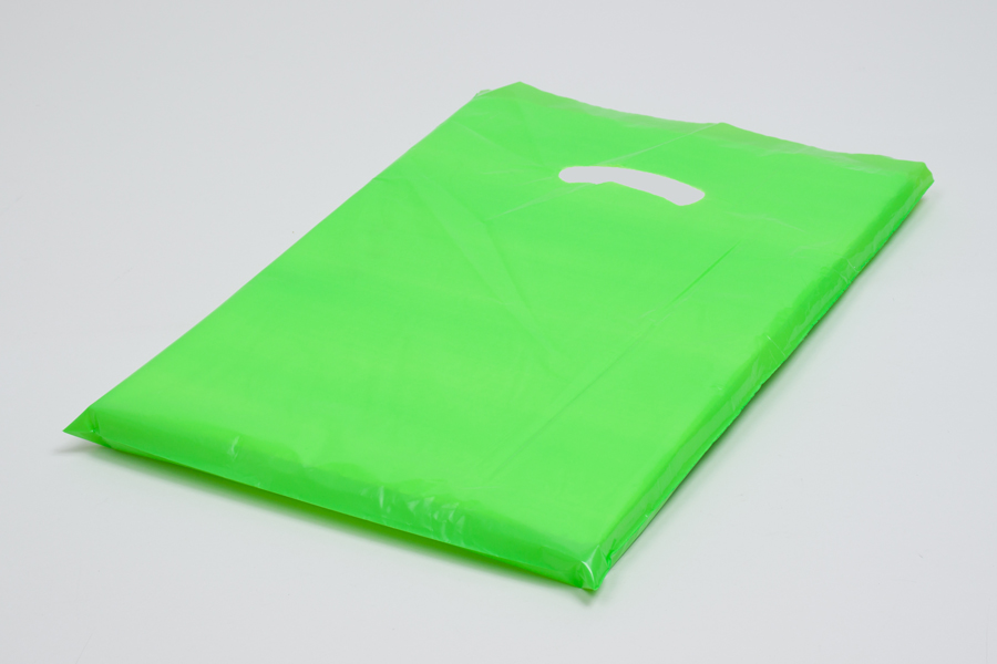 12 x 15 CITRUS GREEN SUPER GLOSS PLASTIC BAGS - 1.25 mil