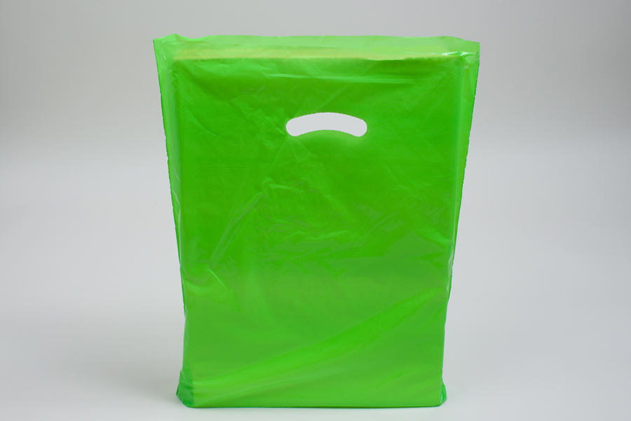 15 x 18 x 4 CITRUS GREEN SUPER GLOSS PLASTIC BAGS - 1.25 mil