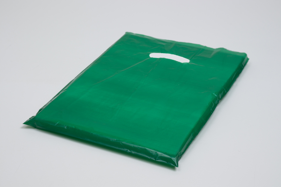 12 x 15 DARK GREEN SUPER GLOSS PLASTIC BAGS - 1.25 mil