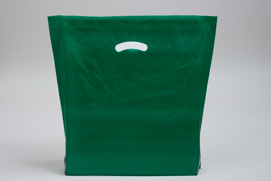 15 x 18 x 4 DARK GREEN SUPER GLOSS PLASTIC BAGS - 1.25 mil