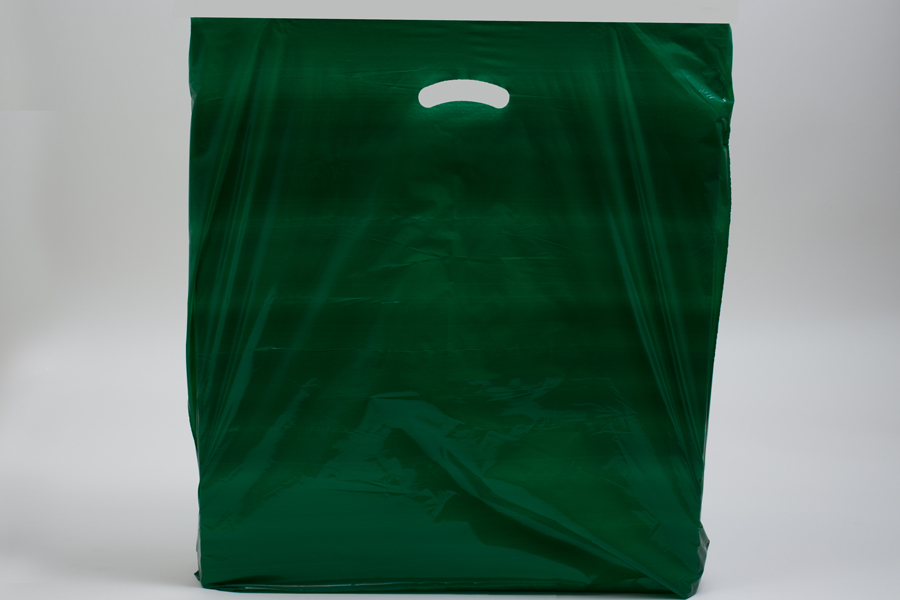 24 x 24 x 5 DARK GREEN SUPER GLOSS PLASTIC BAGS - 1.50 mil