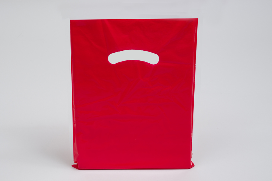 9 x 12 RED SUPER GLOSS PLASTIC BAGS - 1.25 mil