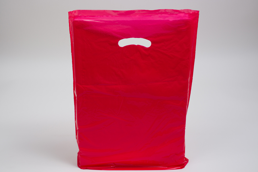 15 x 18 x 4 RED SUPER GLOSS PLASTIC BAGS