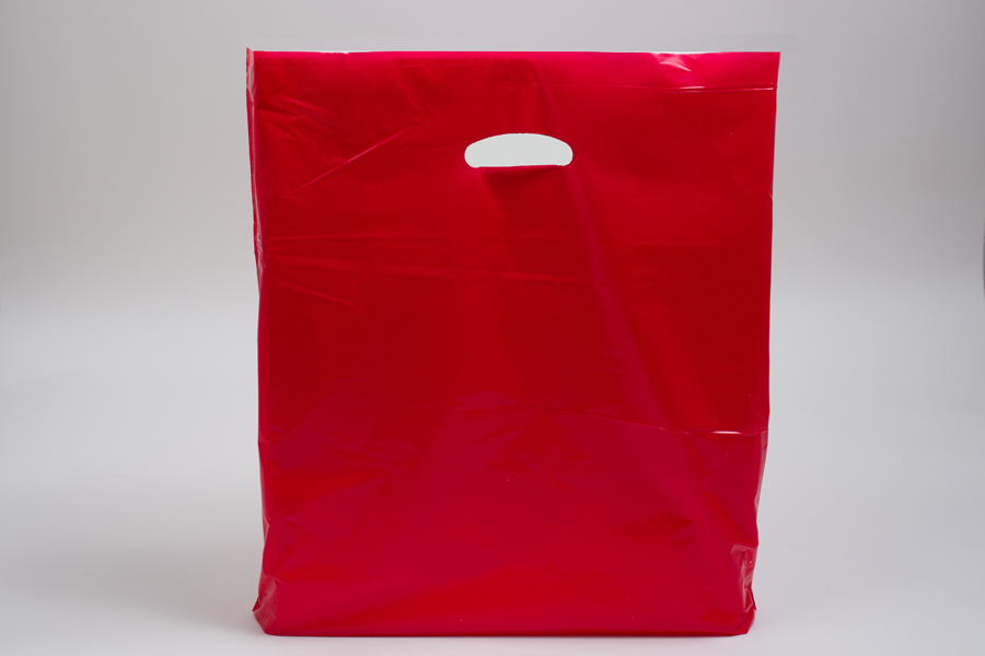 20 x 20 x 5 RED SUPER GLOSS PLASTIC BAGS - 1.50 mil