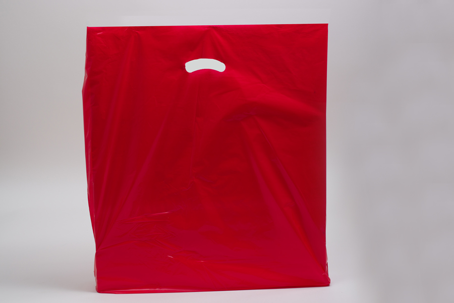 24 x 24 x 5 RED SUPER GLOSS PLASTIC BAGS - 1.50 mil