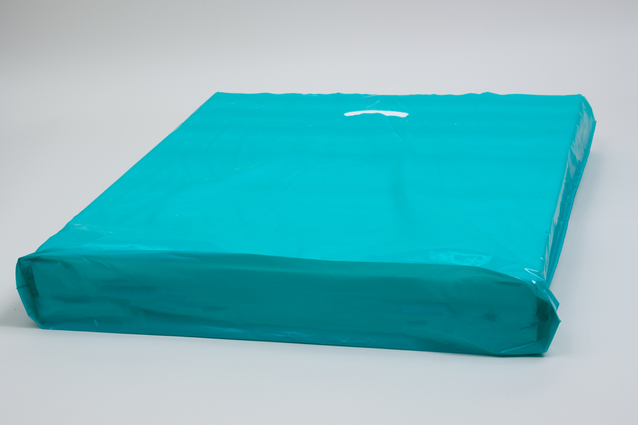 18 x 18 x 4 TEAL SUPER GLOSS PLASTIC BAGS - 1.25 mil