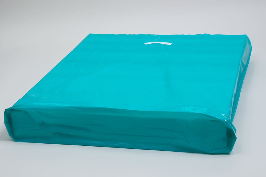 20 x 20 x 5 TEAL SUPER GLOSS PLASTIC BAGS - 1.50 mil