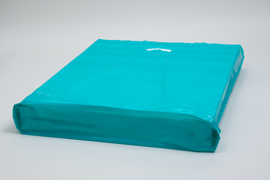 24 x 24 x 5 TEAL SUPER GLOSS PLASTIC BAGS - 1.50 mil