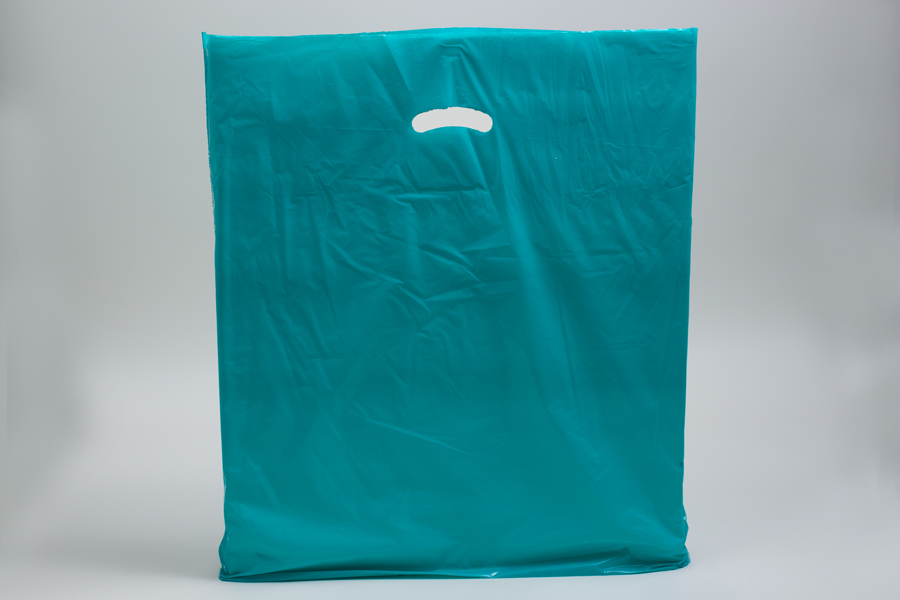 24 x 24 x 5 TEAL SUPER GLOSS PLASTIC BAGS - 1.50 mil