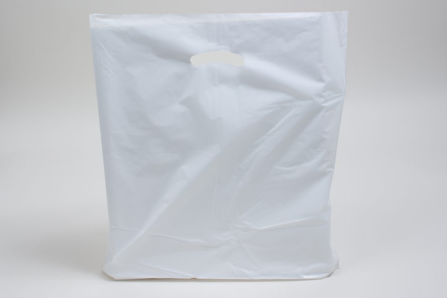 18 x 18 x 4 WHITE SUPER GLOSS PLASTIC BAGS - 1.25 mil