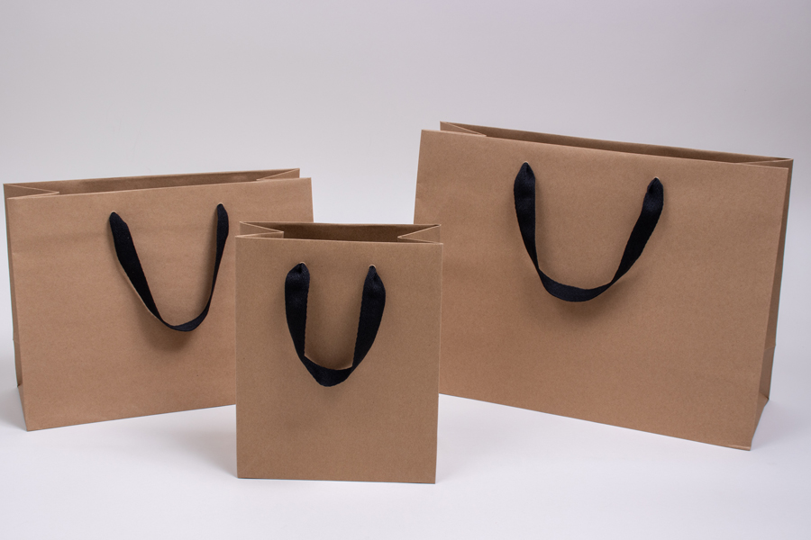 MC - Eurotote Shopping Bags - Natural Kraft with Black Twill Handles