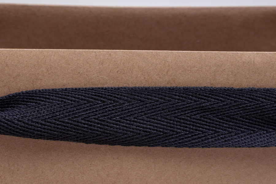 13 x 5 x 10 NATURAL KRAFT PAPER EUROTOTE SHOPPING BAGS - BLACK TWILL RIBBON HANDLES