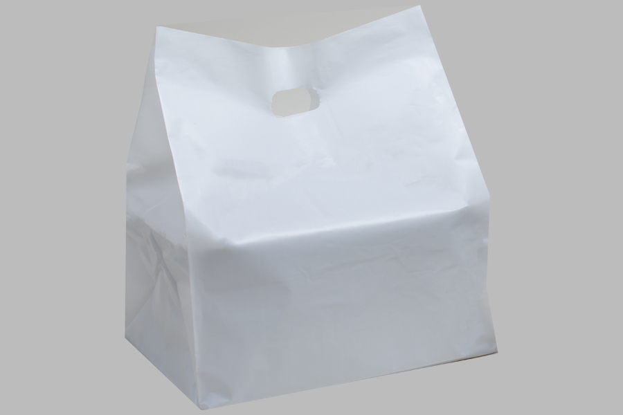 13x10x15 ECONOMY PLASTIC TAKEOUT BAGS WITH DIE-CUT HANDLES - 2.25 mil