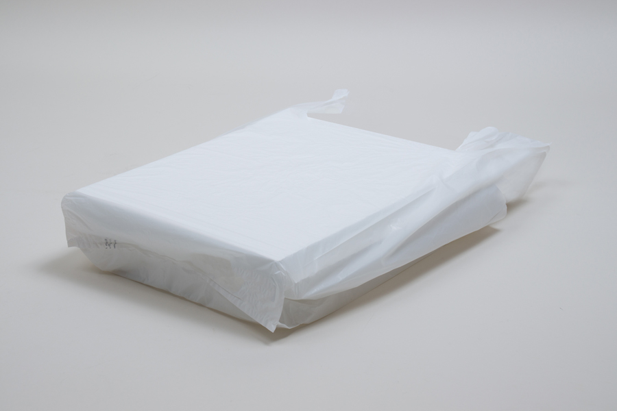 12 x 7 x 22 WHITE HIGH DENSITY PLASTIC T-SHIRT BAGS - 0.65 mil