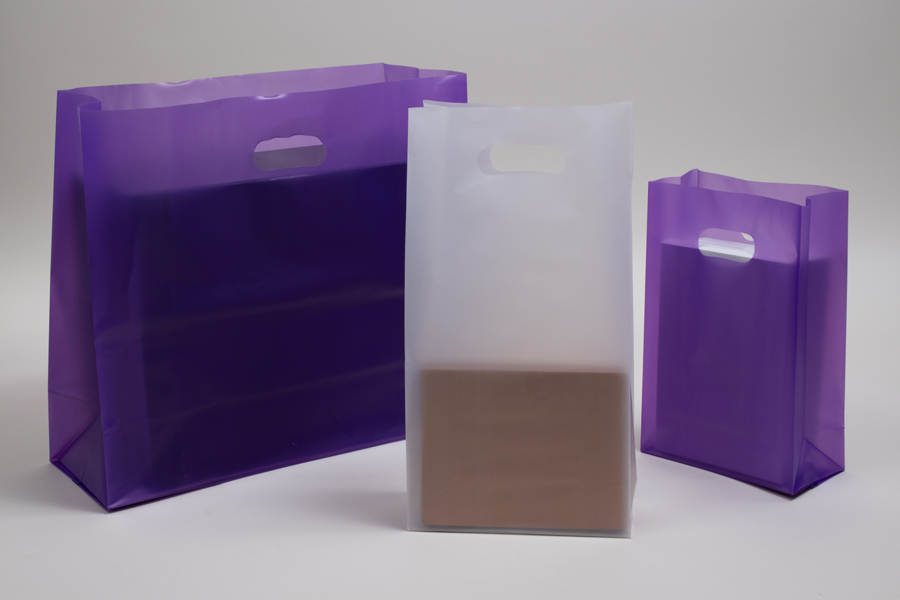 Frosted Square Bottom Plastic Shopping Bags