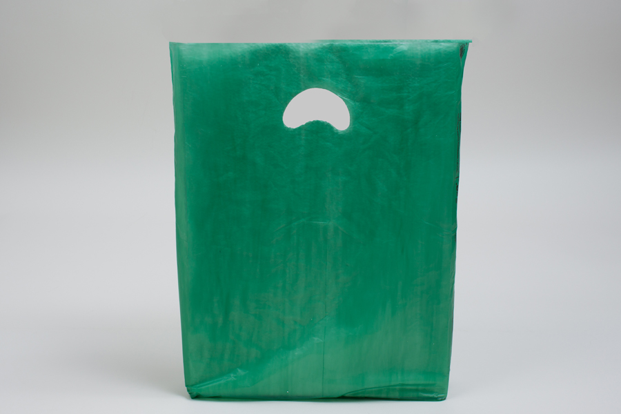 12 x 3 x 18 DARK GREEN SATIN HIGH DENSITY PLASTIC BAGS - 0.70 mil