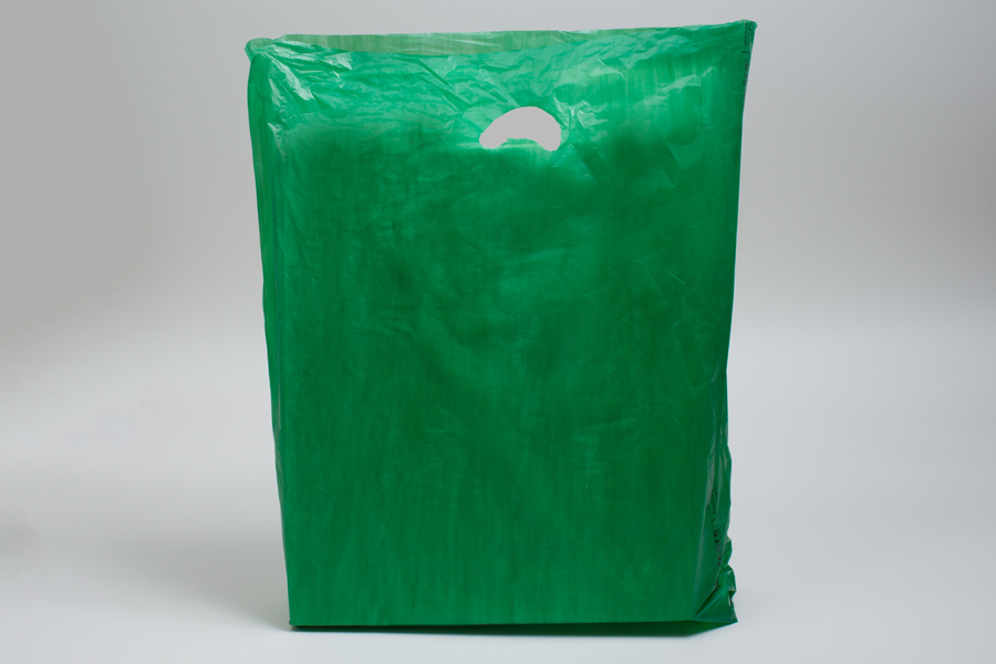 16 x 4 x 24 DARK GREEN SATIN HIGH DENSITY PLASTIC BAGS