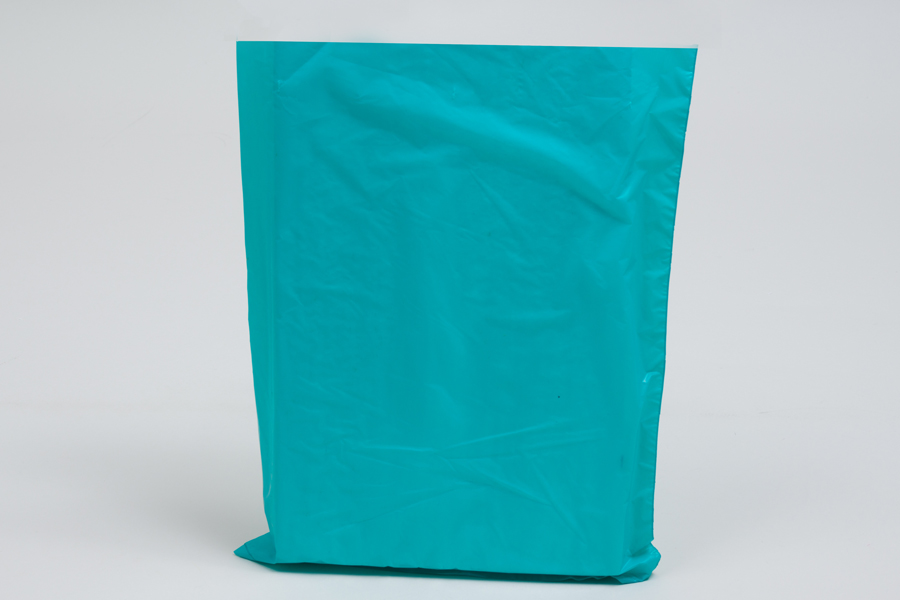 12 x 15 TEAL SATIN HIGH DENSITY PLASTIC BAGS - 0.60 mil