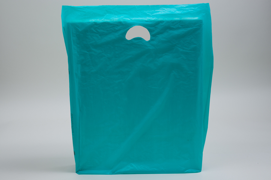 12 x 3 x 18 TEAL SATIN HIGH DENSITY PLASTIC BAGS - 0.70 mil