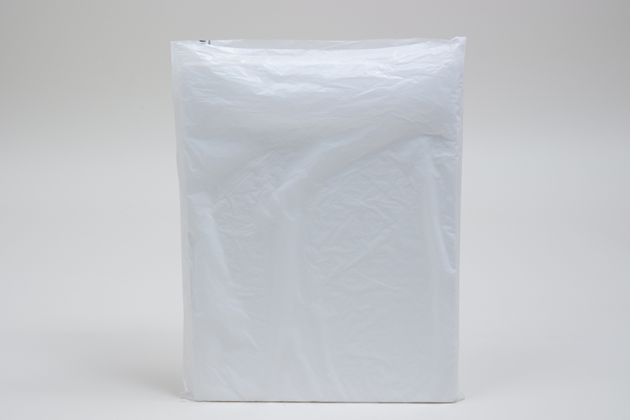 12 x 15 WHITE SATIN HIGH DENSITY PLASTIC BAGS - 0.60 mil