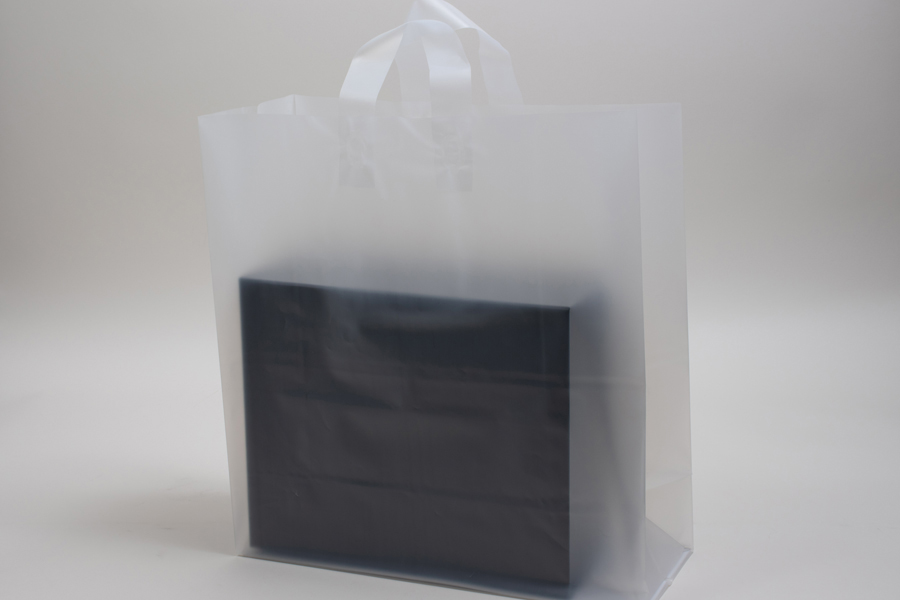 12x10x4 Frosted Plastic Loop-handle Shopping Party Gift Tote Bag Assorted Colors 