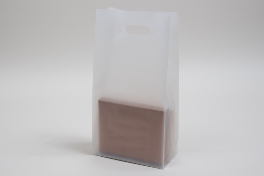 16 x 6 x 15 Clear Frosted Plastic Tote Bags - 3.5 Mil